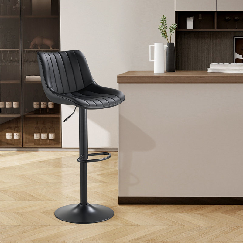 Tabourets de bar pivotants réglables, tabouret de bar à hauteur de comptoir avec repose-pieds, chaises de bar modernes en cuir synthétique pour îlot de cuisine, salle à manger, noir
