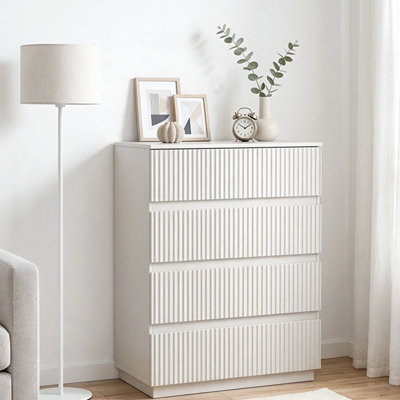 23.62 Inch Fluted 4 Drawer Handleless Cabinet
