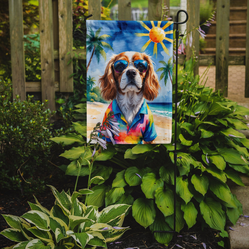 Bouvier bernois avec drapeau de jardin, Épagneul Cavalier