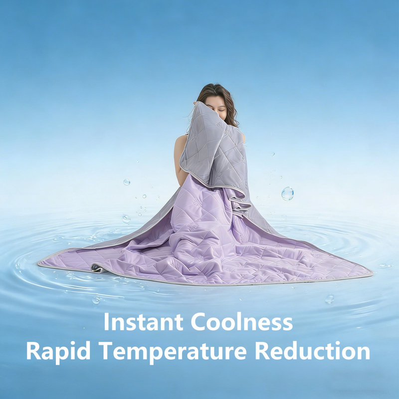 Reversible Cooling Blanket for Summer, Cool Touch Comforter for Camping Mats, Pets ,Quick Drying, 230cm x 200cm, Purple
