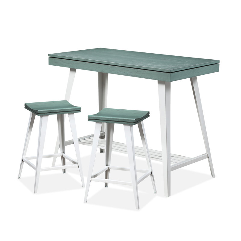Meddard 2 - Person Trestle Dining Set, Antique Green, Antique Green/White