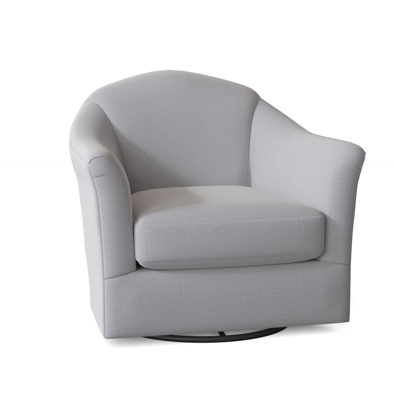 Fauteuil demi-tonneau pivotant de 36,5 po Darby, Tissu performance gris colombe