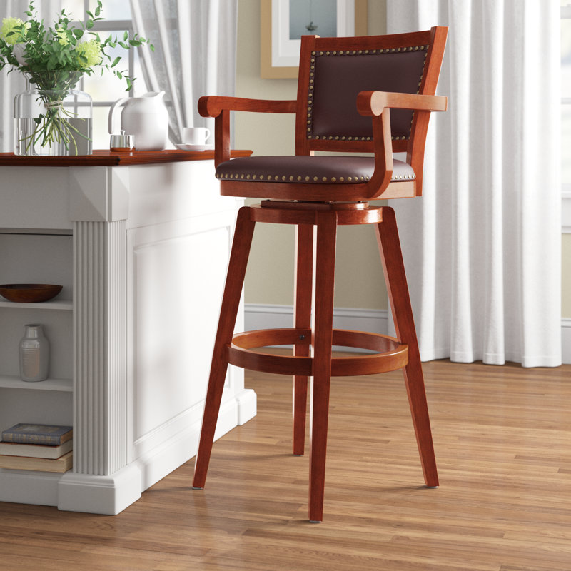 Tabouret de bar rotatif très haut Angelija, Cerisier