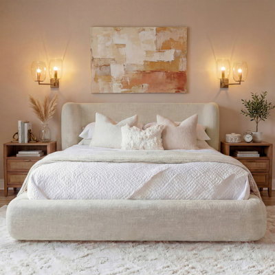 Luxurious Cloud Soft Compressed Upholstered Wingback Bed