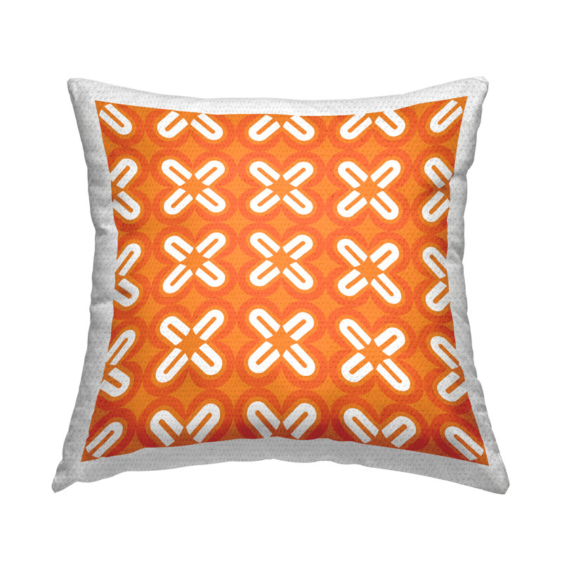 Coussin d'extérieur à motif répétitif de formes oranges par Geoff Tygert