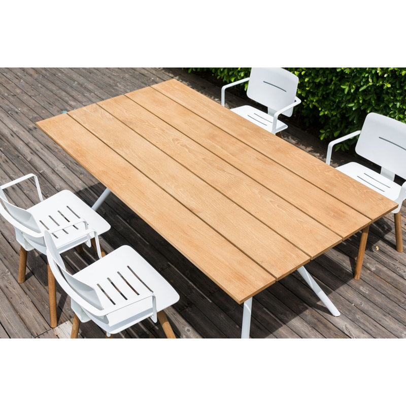 Reef Rectangular Dining Table, White, 29.13" H x 70.88" W x 39.38" D, Brown