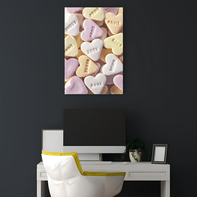 Sweet Pastel Hearts, impression d'art contemporain romantique coloré, H 18 po x l 12 po