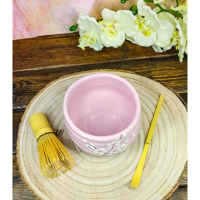 Ensemble de fouets et cuillères à thé en céramique rose japonais