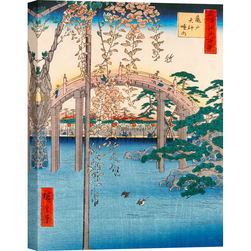 Wisteria At Kameido Tenjin Shrine by Ando Hiroshige - Wrapped Canvas Print, 100cm H x 70cm W x 4cm D