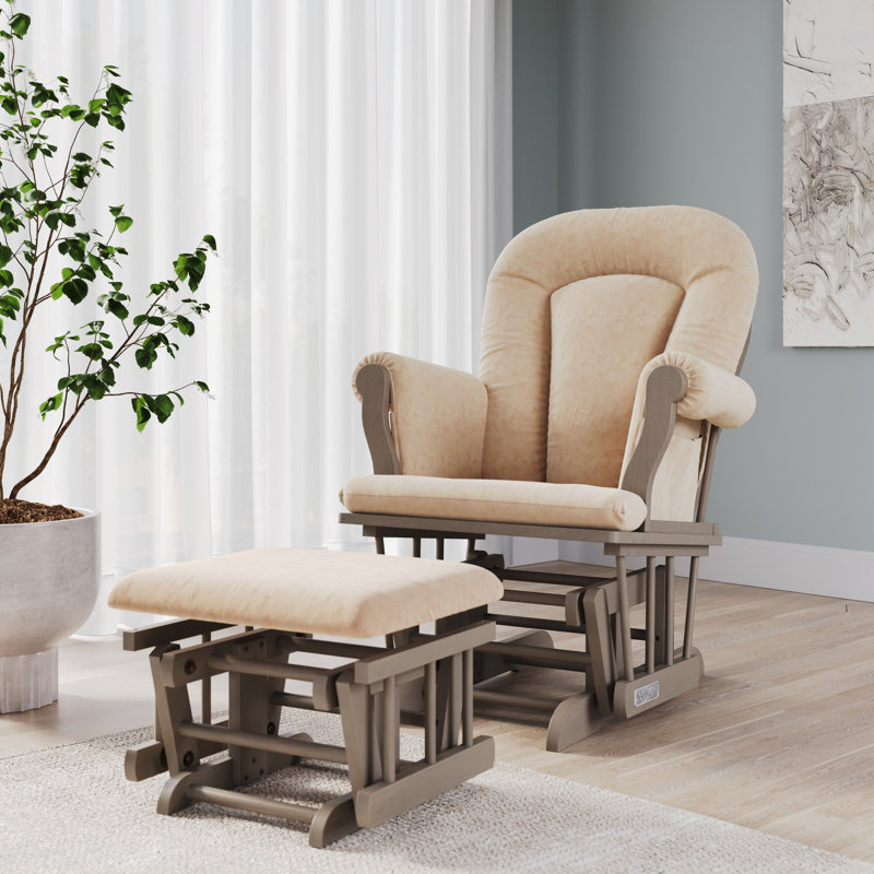 Fauteuil berçant et repose-pieds Cozy, Bruyère poussiéreuse