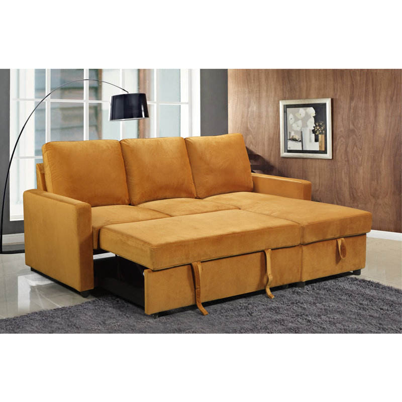 Manha 3 Seater Sofa Bed, Mustard