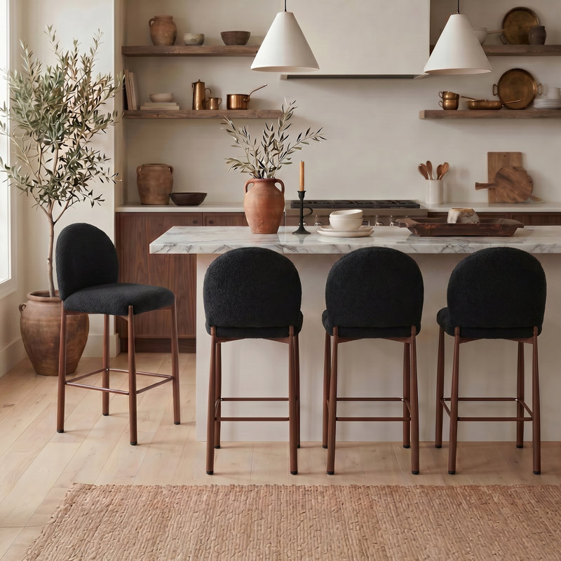 Tabourets de bar et de comptoir rembourrés H 27,36 po, ensemble de 4 chaises d'îlot de cuisine modernes avec structure en métal 