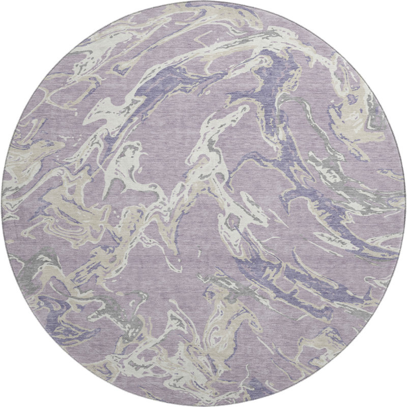 Premium Machine Washable Corum AMF1035 Abstract Rug, Round 8'