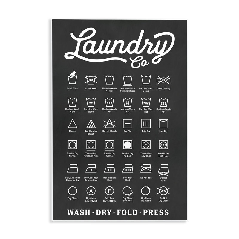 Laundry Business Symbols Chart Simple Shapes by Lettered and Lined - Graphic Art, 19" H x 13" W
