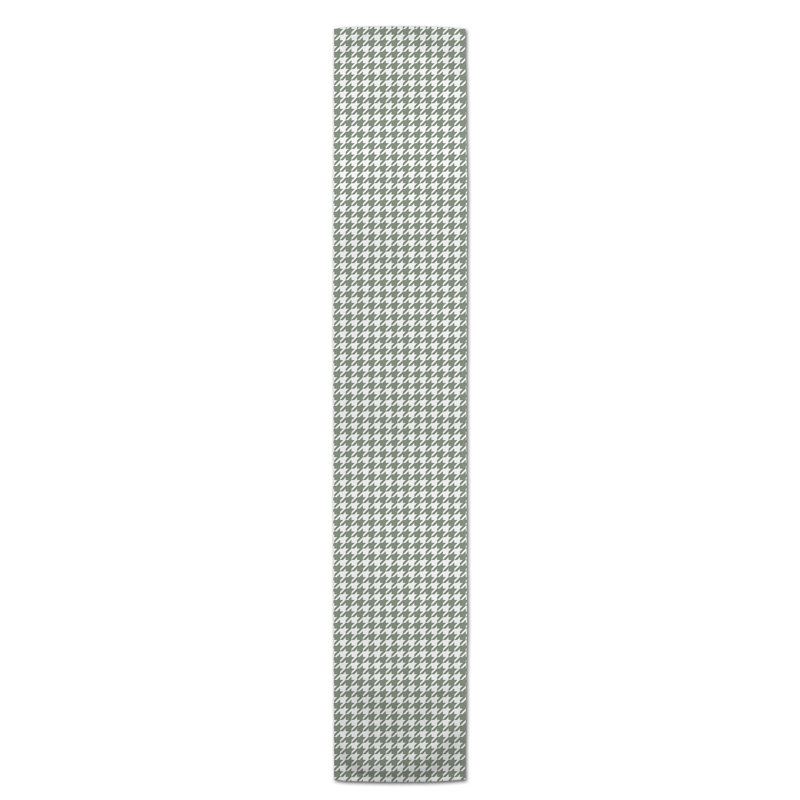 Chemin de table en losanges pointillé Nalston, 72 po x 16 po, Sauge vert, Pied-de-poule