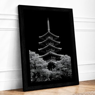 Pagoda Against Night Japandi - Framed Print