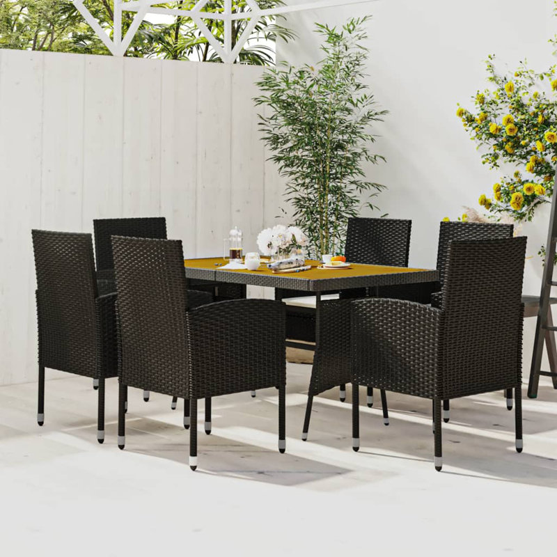 Rectangular 6 - Person 51.2" Long Dining Set, Black/White, 28.3" H x 51.2" W x 27.6" D, 6