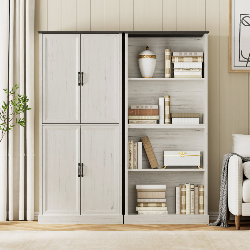 Armoire de rangement Hailiey H 71 po x l 32 po x P 16 po avec tablette réglable, Blanc/Noir