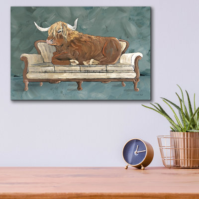  'Cowches 3' by Cindy Jacobs Acrylic Glass Wall Art, 16" x 12"