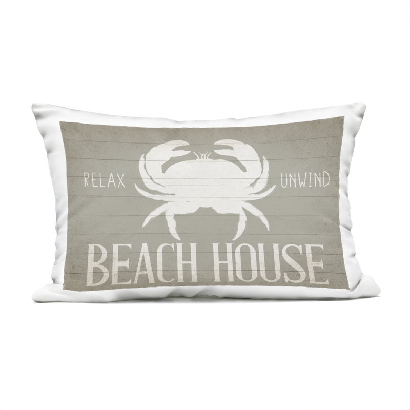Relax Unwind Beach House Outdoor Printed Pillow design by Kim Allen