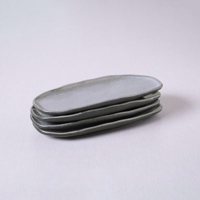 Ensemble de 4 assiettes en grès Pistache