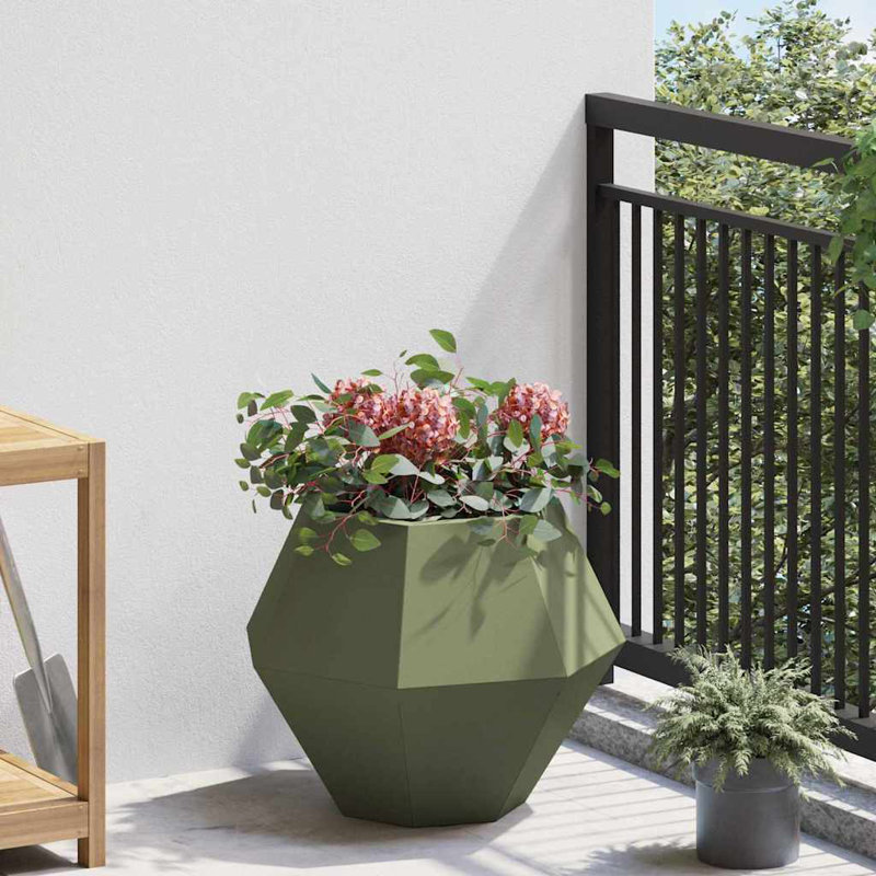  Planter Steel, Olive Green, 40cm H x 50cm W x 50cm D