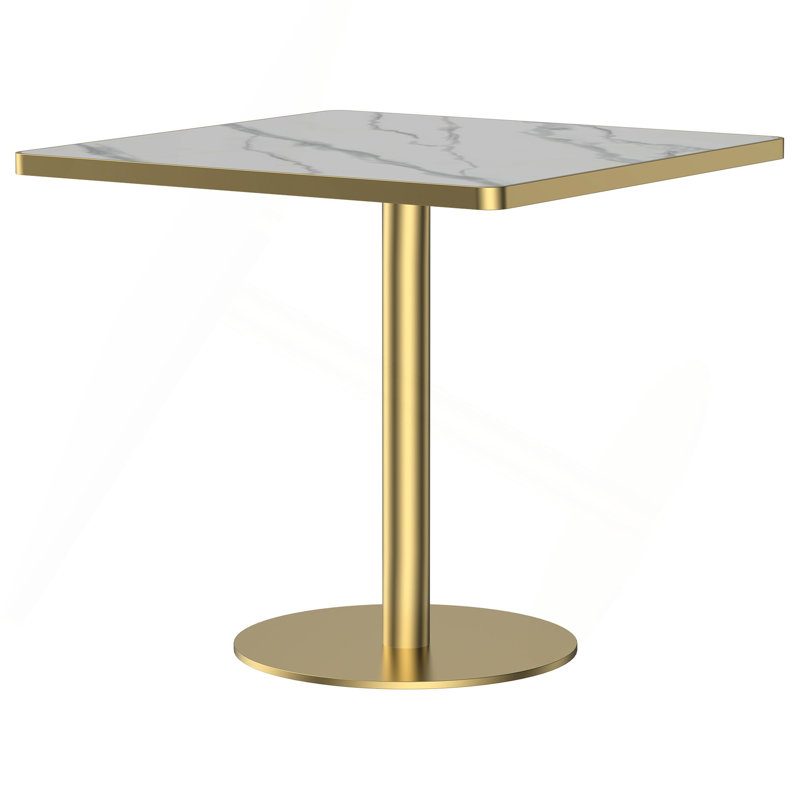 Square Modern Dinning Table 31.5 Inches Bistro Table Table With Faux Marble Top,Easy Assemble,Sturdy Metal Frame Diameter