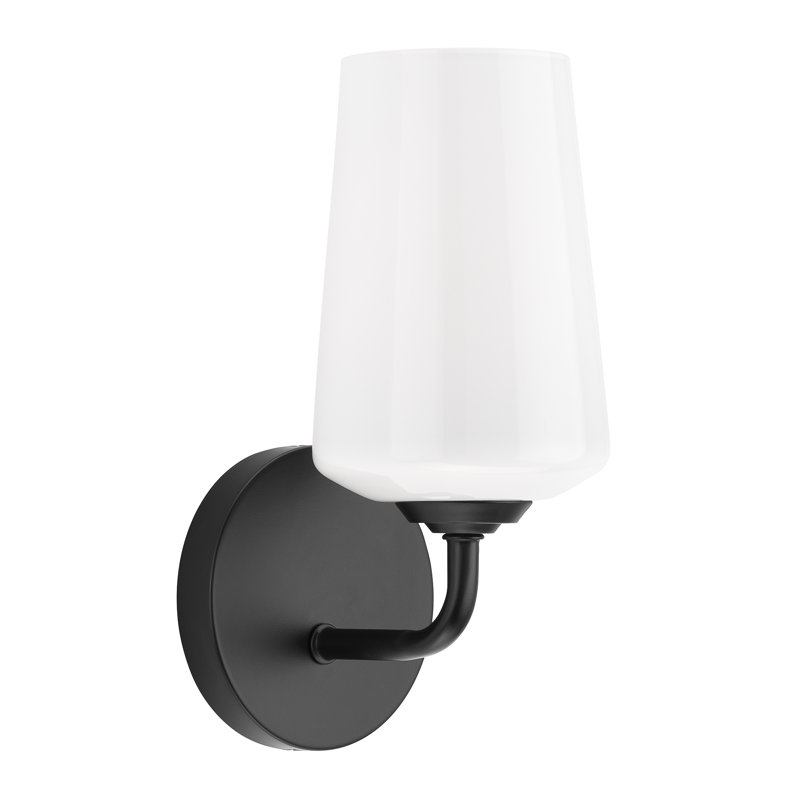  Celino One-Light Wall Sconce with Glass, Clear, Satin Black