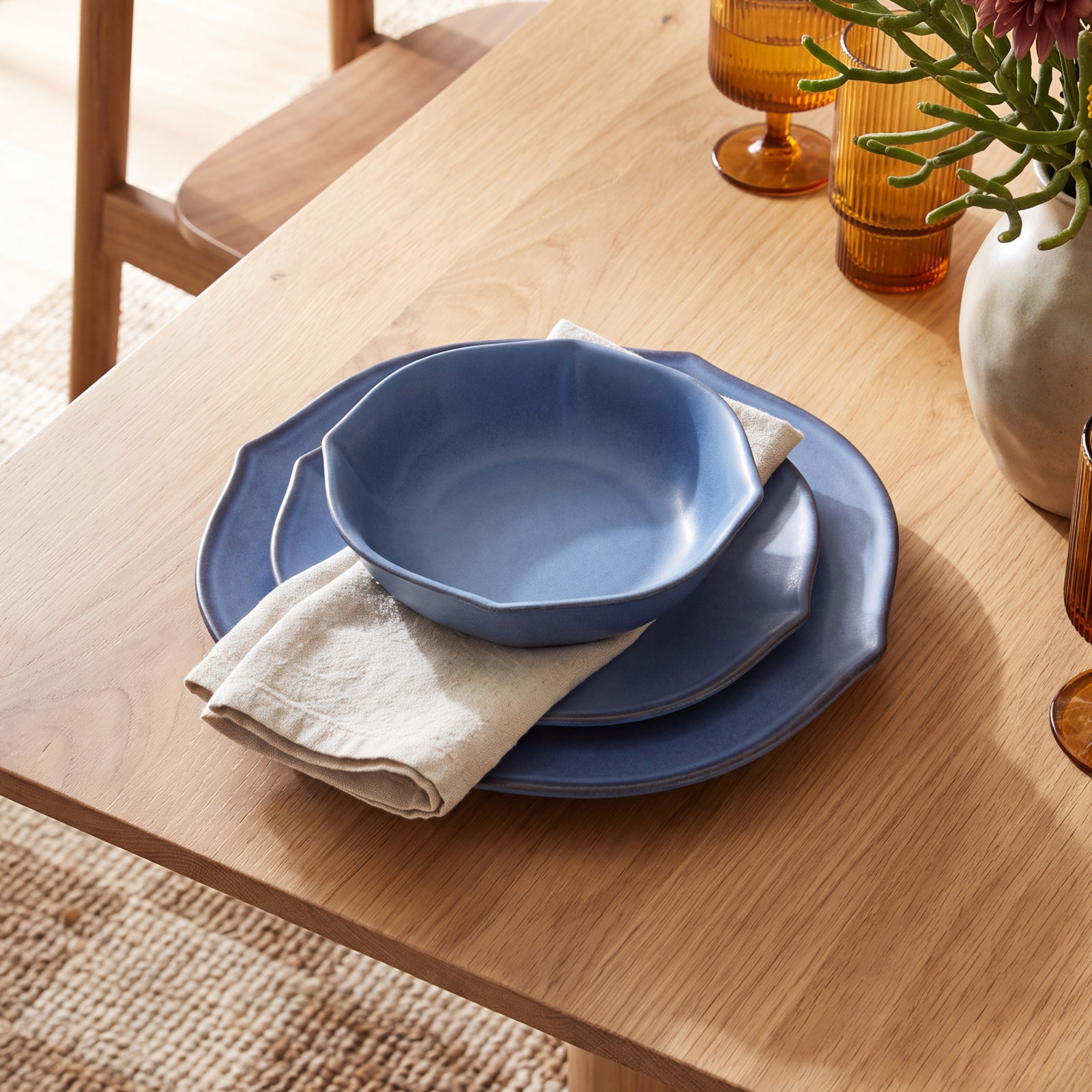 Baskerville Stoneware Dinnerware Set, Blue