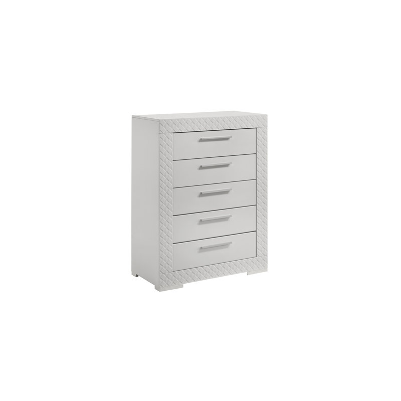 Commode 5 tiroirs de style moderne en bois blanc