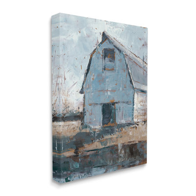 Abstrait blanc vieilli, architecture de ferme de grange par Ethan Harper - impression d'art graphique