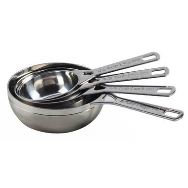 Cuisipro Stainless Steel 4 piece Measuring Cup Set 1c, 1/2c, 1/3c, 1/4c