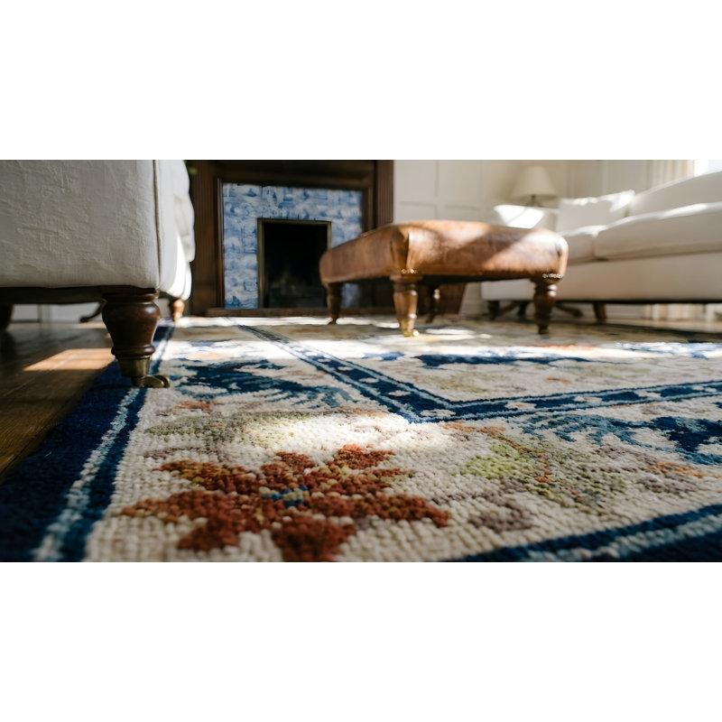 Tapis chinois clair en soie ivoire