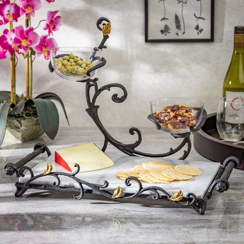 Fleur De Lis Living Emersyn Aluminum and Marble Tray