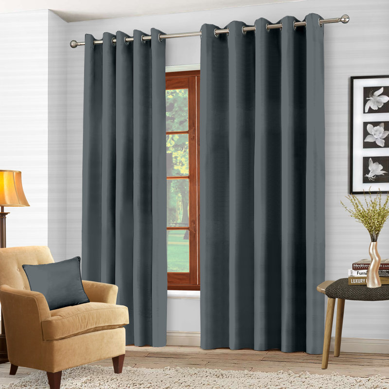 Essie Blackout Curtain, 85 W x 229 D cm, Charcoal Grey