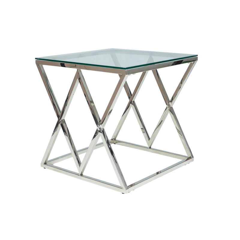 Ryne Glass Top Frame End Table