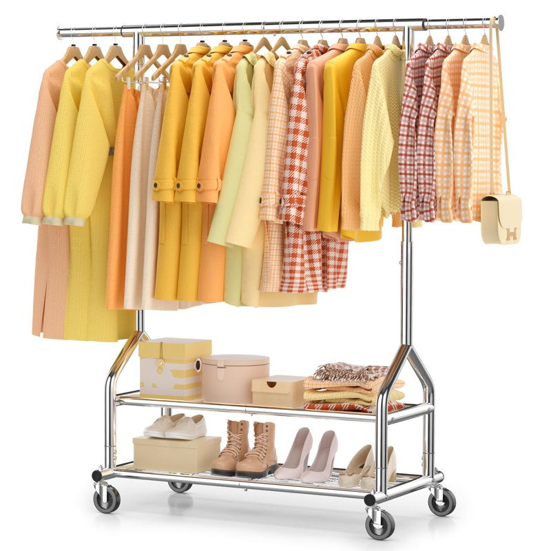 Adjustable Rolling Clothing Rack, Grey