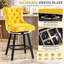  Tabouret de bar pivotant à 360 ° en velours avec dossier, garniture cloutée et pieds robustes en bois massif, fauteuil confortable pour la cuisine, la salle à manger et le restaurant-773416290-773416295-773416297