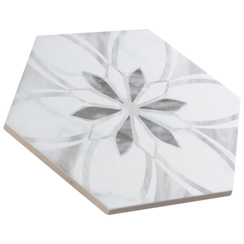 Classico Bardiglio Hex 7" x 8" Porcelain Patterned Wall & Floor Tile, Light