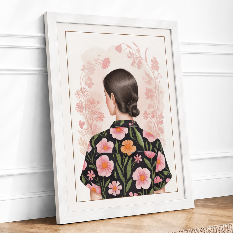 Figure in Bloom Botanical - Framed Print, A1 - 84.1 x 59.4 cm, White