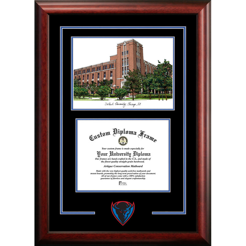 NCAA DePaul Blue Demons Spirit Graduate Diploma with Campus Images Lithograph Frame