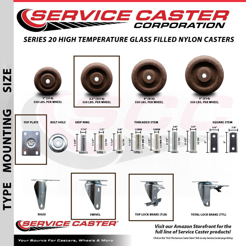 High Temp Glass Filled Nylon Caster