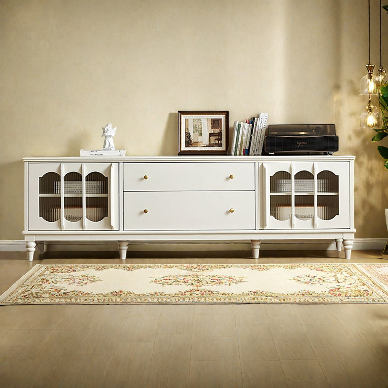 Meuble télé moderne de style crème, H 24,60 po x l 86,60 po x P 16,90 po