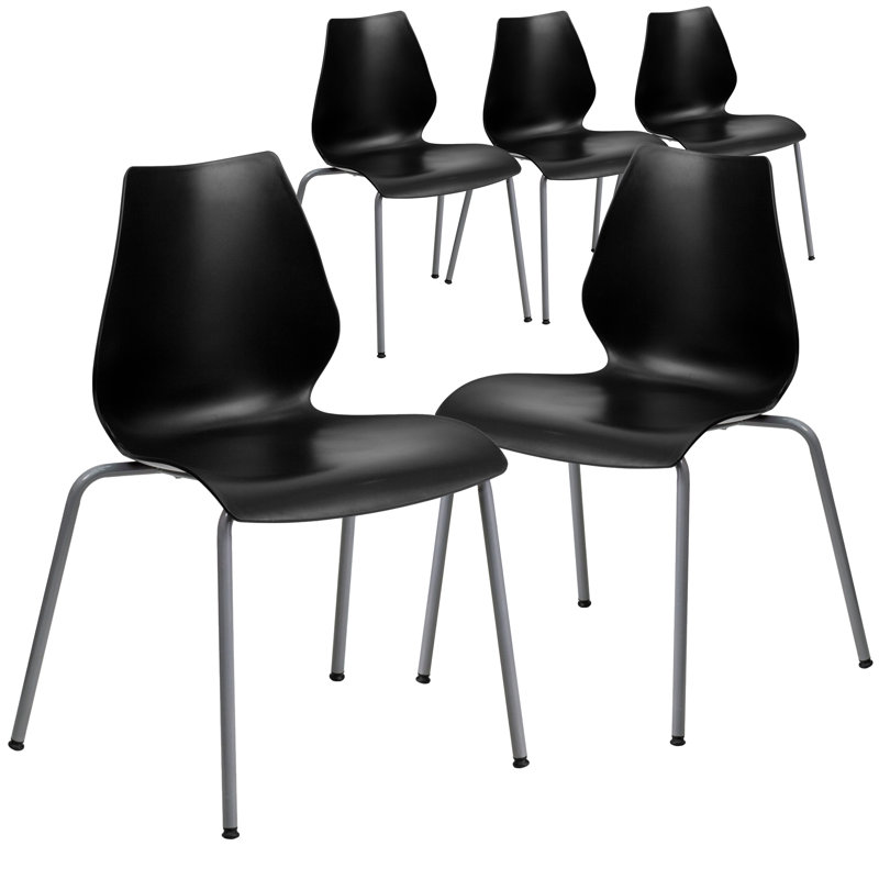 Chaises de vestibule empilables en plastique Oliverson, Noir