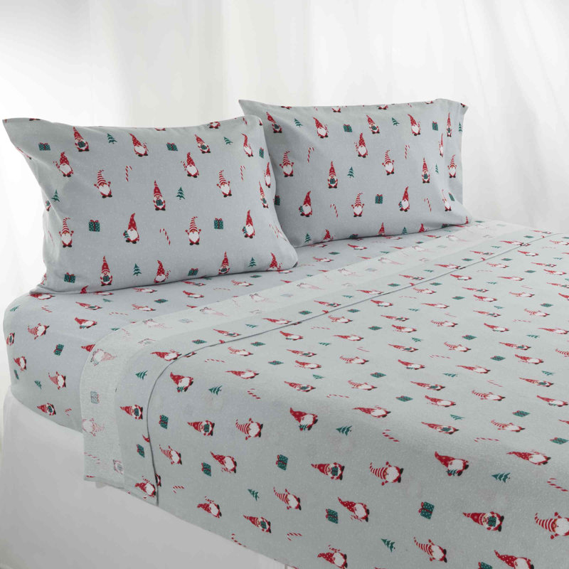 Spode Full Sheet Set, King Sheet Set + 2 Pillow Cases, Gnome Sweet Gnome