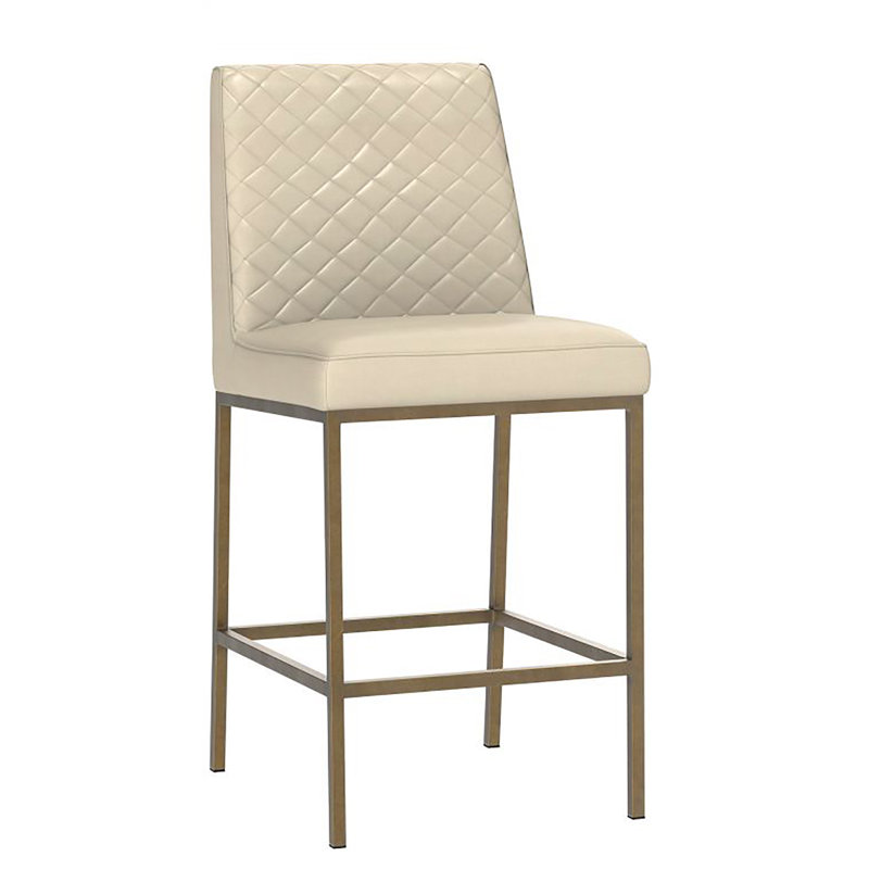 5West Upholstered Stool with Metal Frame, Gray, Counter Stool (26" Seat Height)
