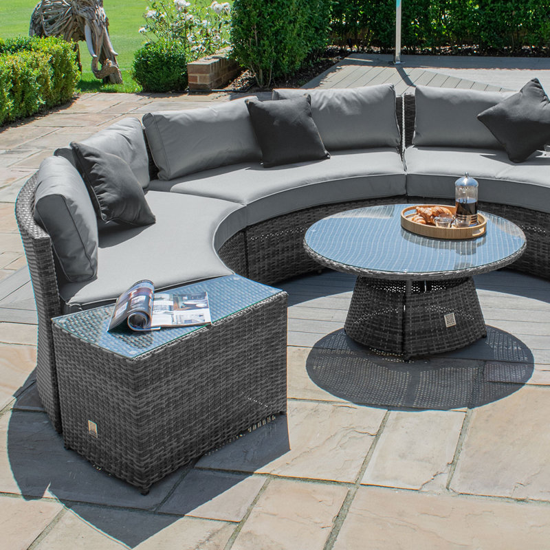 Wisner Half Moon Rattan Sofa Set, Dark Grey/Light Grey