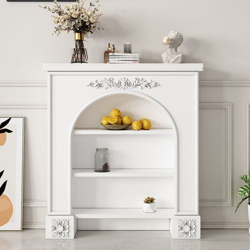 Foyer autoportant en bois manufacturé blanc, H 43,31 po x l 39,37 po x P 7,87 po