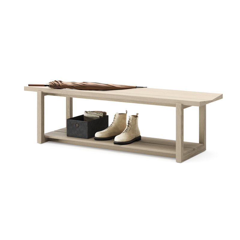 KAVA Solid Wood Bench, Washed Oak