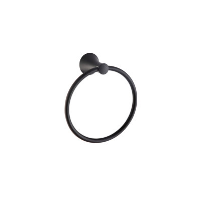 Matte Black Stainless Steel Towel Ring - Modern Wall Mounted Bathroom Towel Holder With Rustproof Finish - Round Hand Towel Hanger